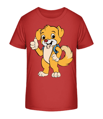 Cute Dog With Bag - Kid's Organic T-Shirt Stanley Stella 2.0 - Red - Front