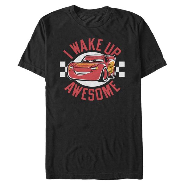 Aperçu: Pixar - Cars - Lightning McQueen Wake Up Awesome - Homme T-shirt - Noir - Devant