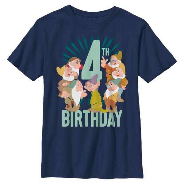 Aperçu: Disney - Blanche-Neige et les Sept Nains - Skupina Dwarves Fourth Bday - Enfant T-shirt - Bleu marine - Devant