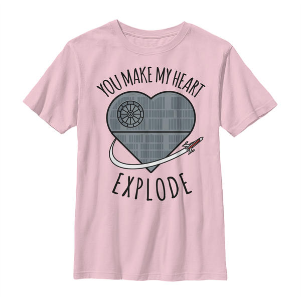 Star Wars - Death Star Heart Explode - Valentine's Day - Enfant T-shirt - Rose - Devant