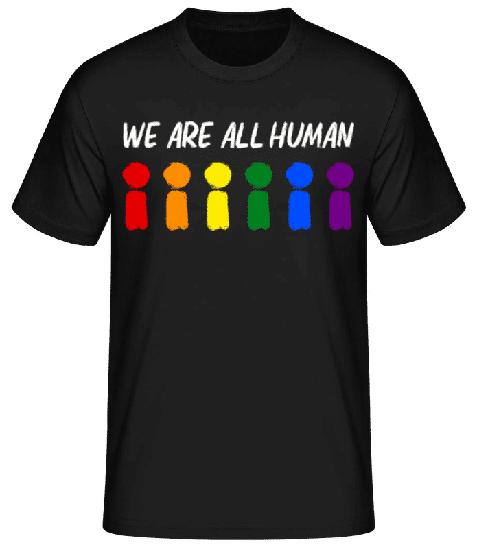 Náhled: We Are All Human - Pánské basic tričko - Černá - Napřed