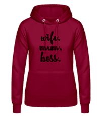 Motif Wife Mum Boss - Sudadera con capucha para mujer - Burdeos - delante