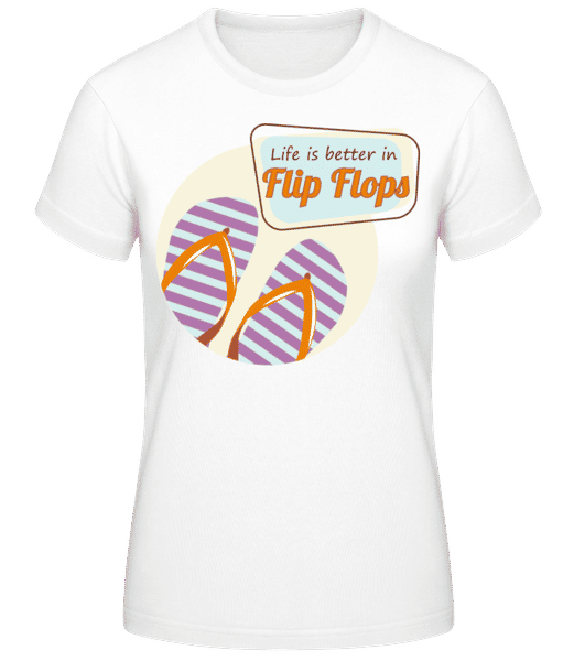 Vorschau: Life Better Flip Flops - Frauen Basic T-Shirt - Weiß - Vorne