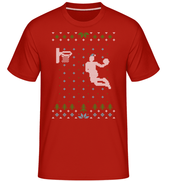 Aperçu: Basketball Dunk Christmas -  T-Shirt Shirtinator homme - Rouge - Devant