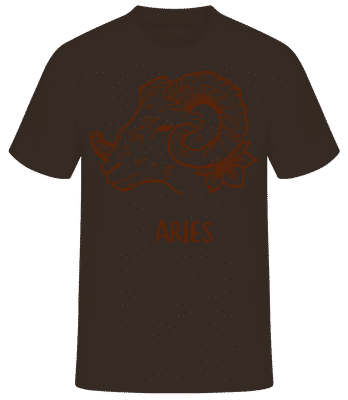 Scribble Style Zodiac Sign Aries - Pánské basic tričko - Hnědá - Napřed