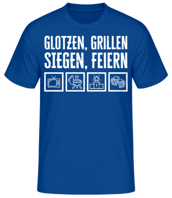 Glotzen Grillen Siegen Feiern - Männer Basic T-Shirt - Royalblau - Vorne