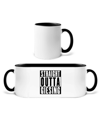 Straight Outta Giesing - Tasse zweifarbig - Weiß / Schwarz - Vorne