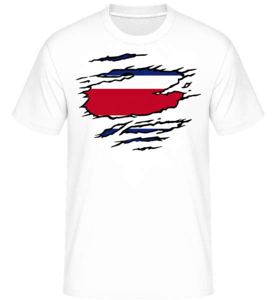 Aperçu: Drapeau mûré Costa Rica -  T-Shirt Shirtinator homme - Blanc - Devant