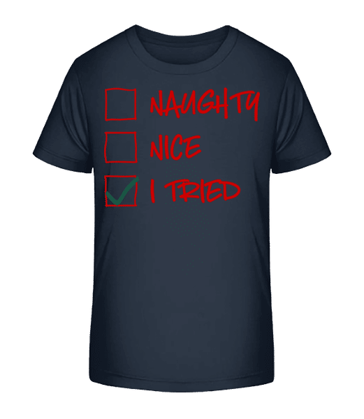 Aperçu: Naughty Nice I Tried - T-shirt bio Enfant Stanley Stella 2.0 - Bleu marine - Devant