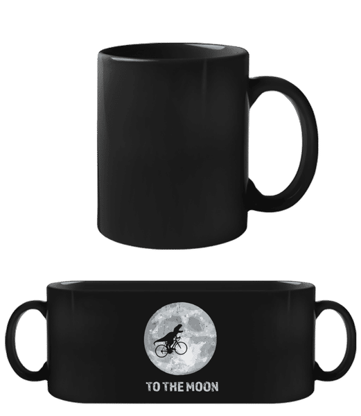 Aperçu: To The Moon T-Rex - Tasse Noire - Noir - Devant
