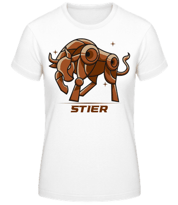 Mecha Roboter Sternzeichen Stier - Frauen Basic T-Shirt - Weiß - Vorne