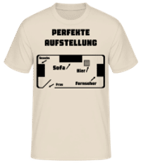 Perfekte Fußball Aufstellung Schwarz - Männer Basic T-Shirt - Creme - Vorne