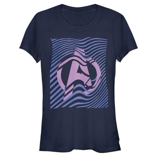 Aperçu: Marvel - Avengers - Photo de groupe Wavy Avengers Icon - Femme T-shirt - Bleu marine - Devant