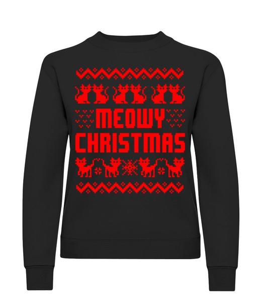 Aperçu: Meowy Christmas - Sweatshirt Femme - Noir - Devant