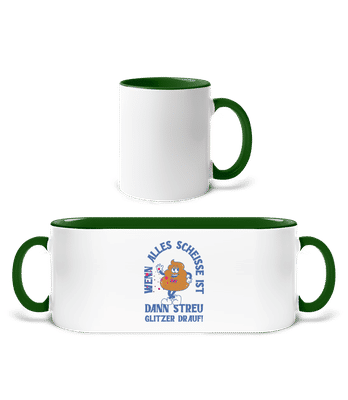 Alles Scheisse Glitzer Drauf - Tasse zweifarbig - Weiß / Flaschengrün - Vorne