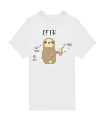 Chill Faultier - Kinder T-Shirt B&C - Weiß - Vorne