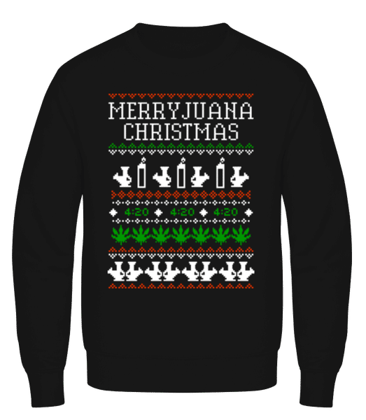 Aperçu: Merryjuana Christmas - Sweatshirt Homme - Noir - Devant