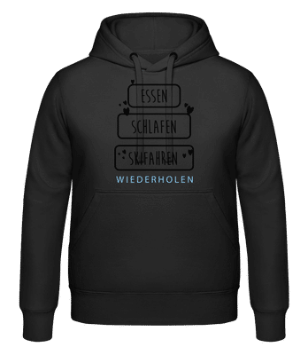 Essen Schlafen Skifahren - Unisex Hoodie - Schwarz - Vorne