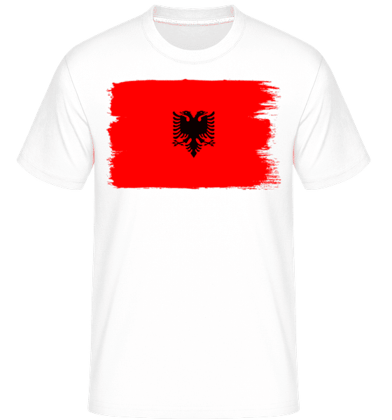 Aperçu: Drapeau Albanie -  T-Shirt Shirtinator homme - Blanc - Devant