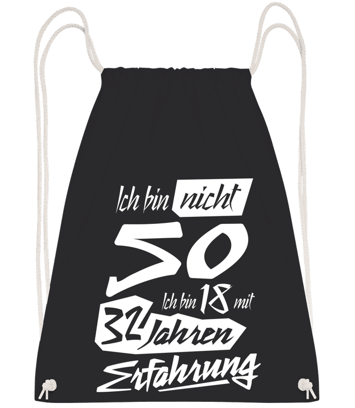Vorschau: 18 Mit 32 Jahren Erfahrung 50 Geburtstag - Turnbeutel - Schwarz - Vorn