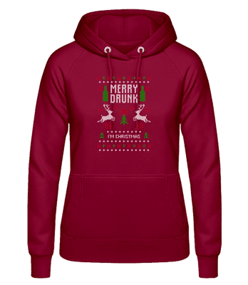 Merry Drunk I Am  Christmas - Women's Hoodie - Bordeaux - Front