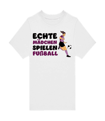 Echte Mädchen Spielen Fußball - Kinder T-Shirt B&C - Weiß - Vorne