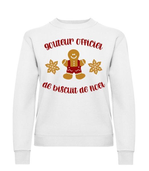 Aperçu: Goûteur Officie De Biscuit De Noël - Sweatshirt Femme - Blanc - Devant