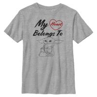 Star Wars - The Mandalorian - The Child Heart Belong To - Valentinstag - Kinder T-Shirt - Grau meliert - Vorne