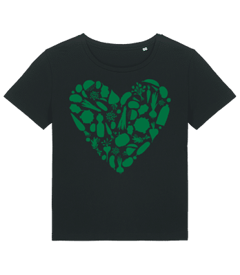Vegetarisches Herz - Frauen Bio T-Shirt Stanley Stella 2.0 - Schwarz - Vorne
