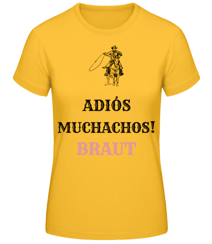 Vorschau: Adio´s Muchachos Braut Pferd - Frauen Basic T-Shirt - Goldgelb - Vorne