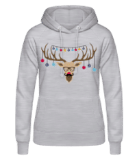 Christmas Reindeer - Sudadera con capucha para mujer - Gris moteado - delante