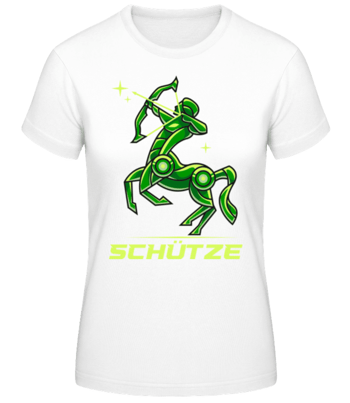Vorschau: Mecha Roboter Sternzeichen Schütze - Frauen Basic T-Shirt - Weiß - Vorne