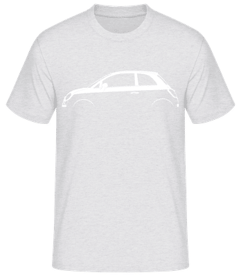 'Fiat 500 (2008)' Silhouette - Pánske basic tričko - Melírovo šedá - Predné
