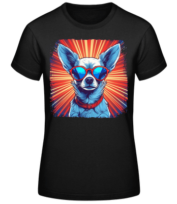 Chihuahua Hippie Look - T-shirt standard Femme - Noir - Devant