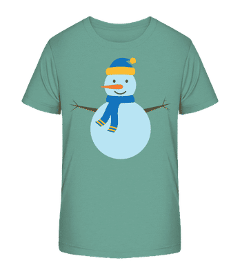 Snowman With Cap - Kid's Organic T-Shirt Stanley Stella 2.0 - Teal - Front