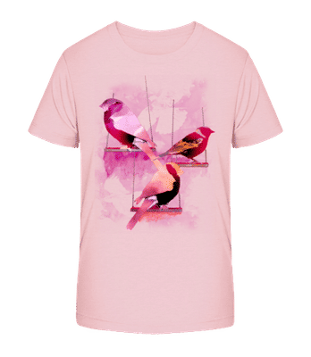 Vogel Schaukeln - Kinder Bio T-Shirt Stanley Stella 2.0 - Rosa - Vorne