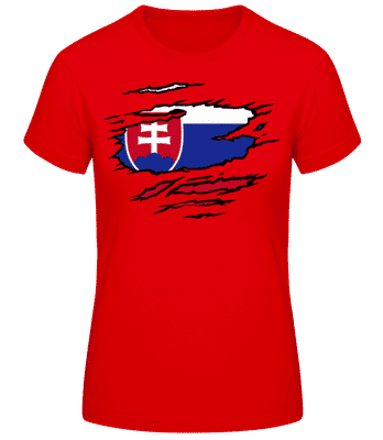 Zerrissene Flagge Slowakei - Frauen Basic T-Shirt - Rot - Vorne