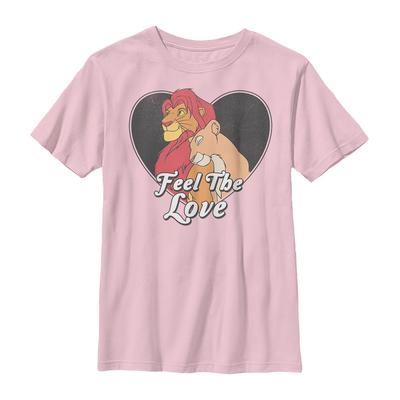 Disney Classics - Der König der Löwen - Simba & Nala Feel The Love - Valentinstag - Kinder T-Shirt - Rosa - Vorne