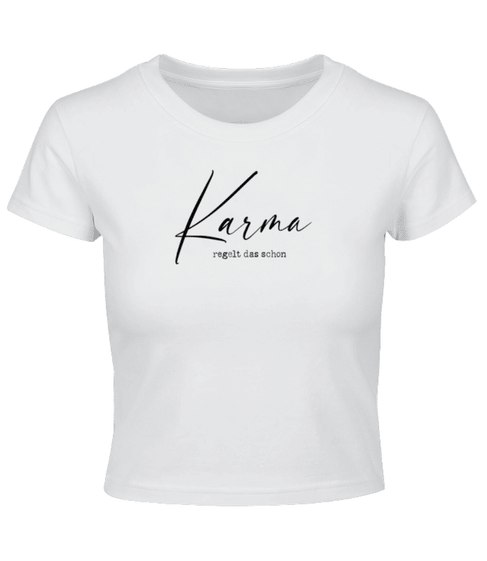 Vorschau: Karma Regelt Das Schon - Crop T-Shirt - Weiß - Vorne