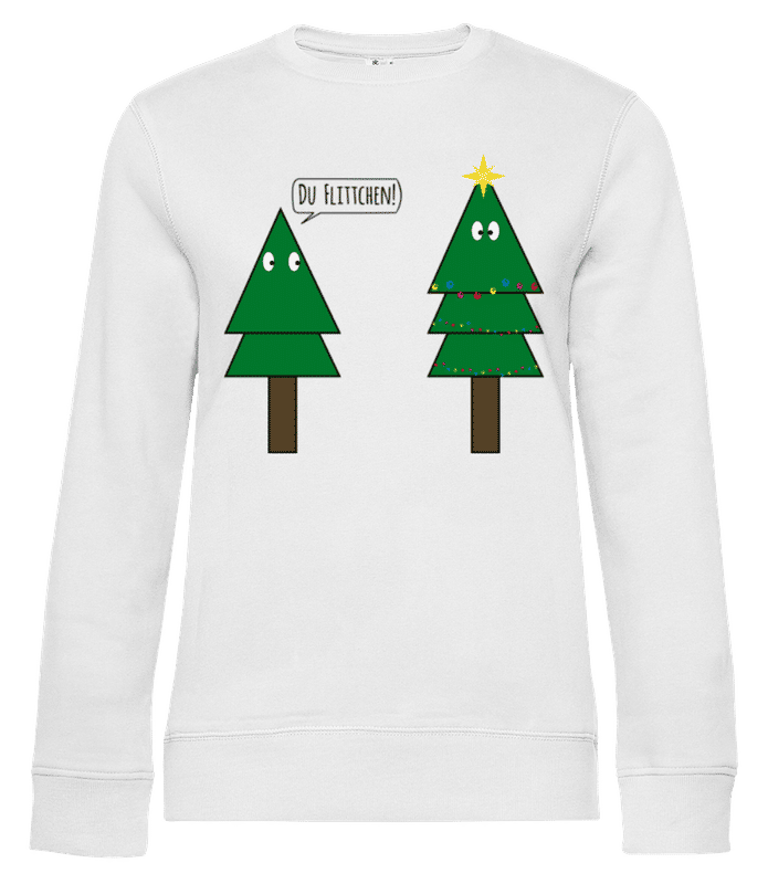 Vorschau: Du Flittchen Tannenbaum - Frauen Standard Pullover - Weiß - Vorne