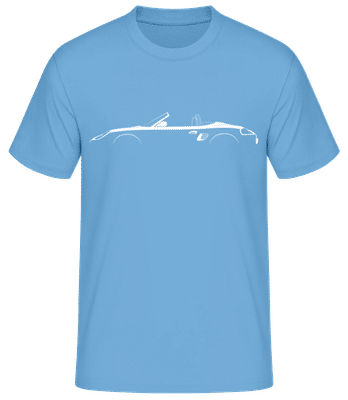 'Porsche Boxster (986)' Silhouette - Pánské basic tričko - Světle modrá - Napřed