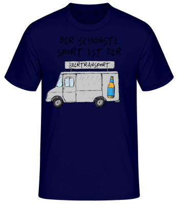 Der Schönste Sport Ist Der Biertransport - Männer Basic T-Shirt - Marine - Vorne