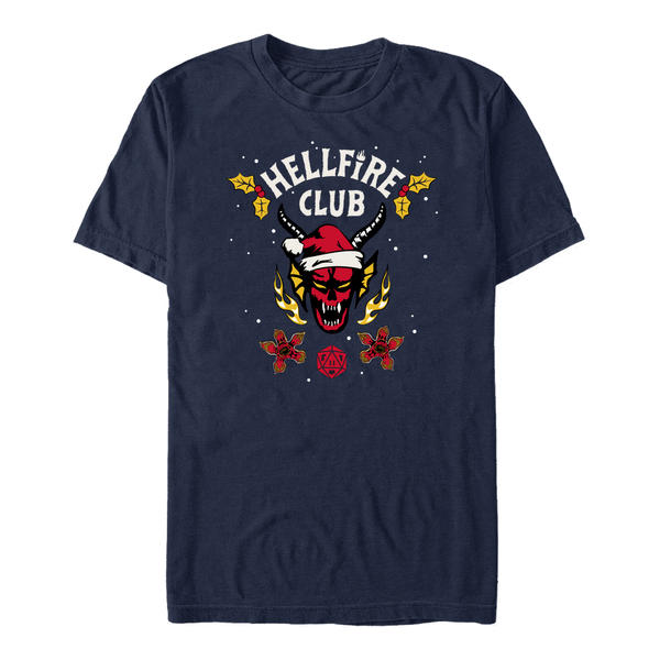 Preview: Netflix - Stranger Things - Hellfire Club Logo - Christmas - Unisex T-Shirt - Navy - Front