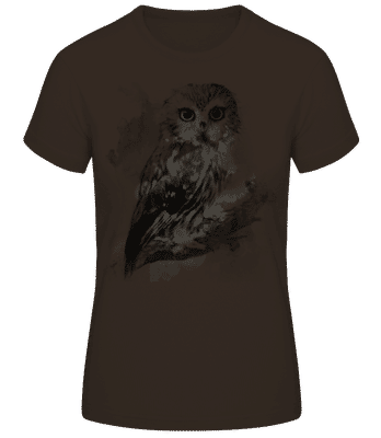 Picture Book Owl - Women's Basic T-Shirt - Brown - Front