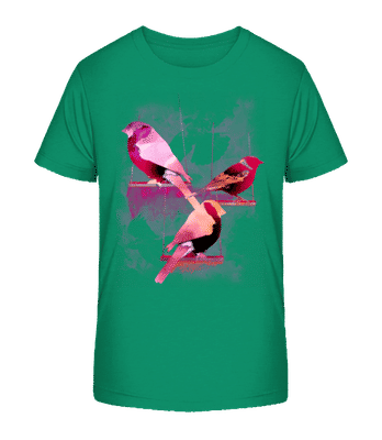 Vogel Schaukeln - Kinder Bio T-Shirt Stanley Stella 2.0 - Grün - Vorne