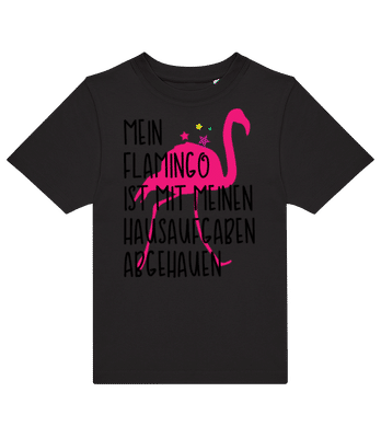Flamingo Klaut Hausaufgaben - Kinder T-Shirt B&C - Schwarz - Vorne