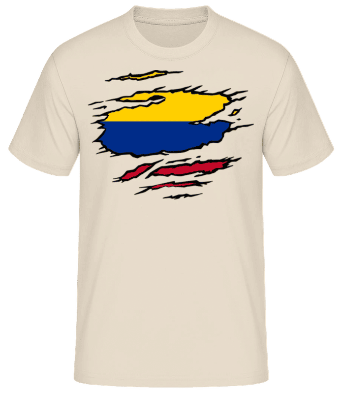 Preview: Ripped Flag Colombia - Men's B&C T-Shirt - Cream - Front