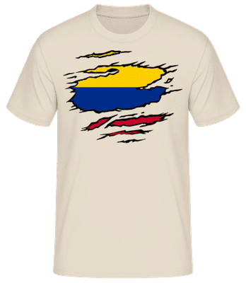 Ripped Flag Colombia - Men's B&C T-Shirt - Cream - Front
