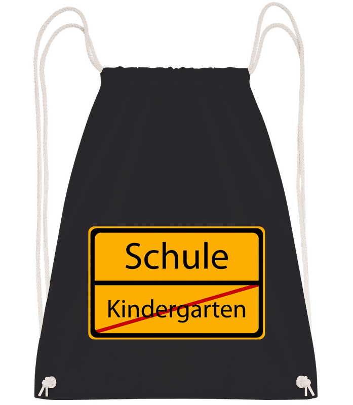 Vorschau: Schule Kindergarten Vorbei - Turnbeutel - Schwarz - Vorn