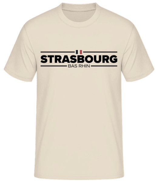 Aperçu: Strasbourg Bas Rhin Ville France Drapeau - T-shirt standard Homme - Crème - Devant